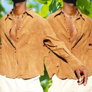 CATO Soft-Textured Tan Buttondown